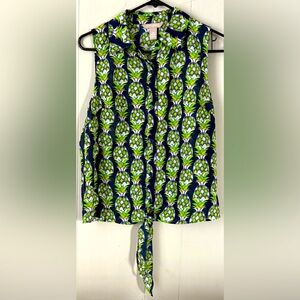 Banana Republic beautiful Pineapple Tie front top XS
